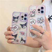 cartoon kulome and melody angel eyes clear tpu phone case for iphone xr xsmax 8plus 11 12 13 13 pro max cover for girls
