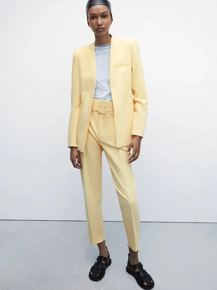 

Новинка лета 2023, плиссированные повседневные брюки спереди, модные Универсальные брюки с подкладкой и высокой талией, женская одежда