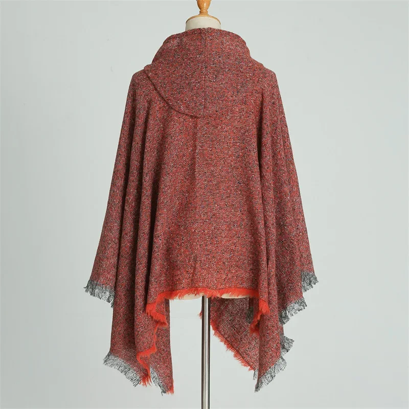 Женская кашемировая накидка с капюшоном цвет в ассортименте