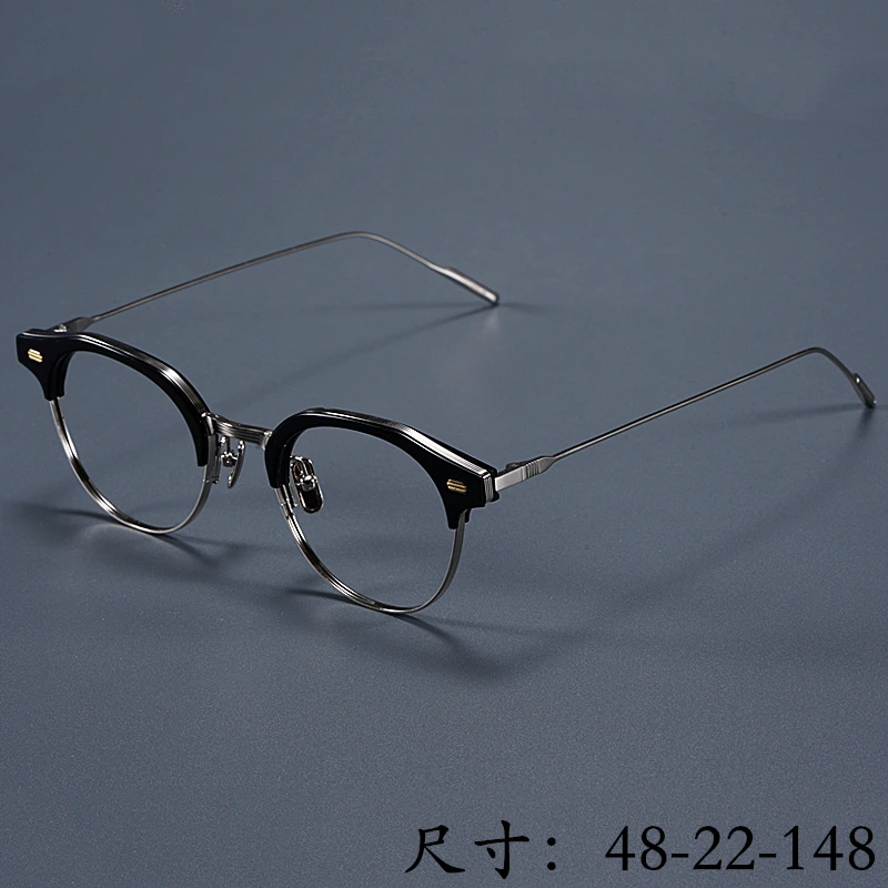 

Limited Edition Vintage Eyeglass Frame Kito Ultralight Pure Titanium Literary Half-rimless Retro Round Eyewear Original Case