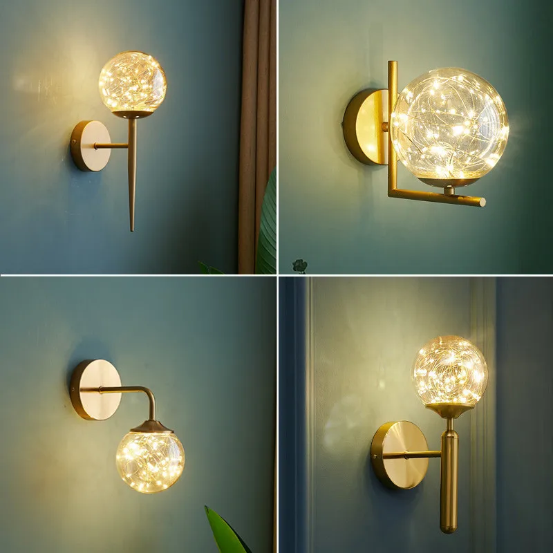 

Nordic Magic Beans Wall Lights Bedroom Bedside Lamp Ins Style Warm Romantic Living Room Starry Background Wall Lamps