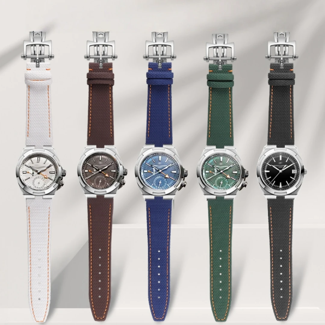 Фото Подходит для Vacheron Constantin Overseas 4500V 5500V 7900V, ремешок из фумированной резины FKM, 24×7 мм, ручной работы, с концевыми звеньями. №3