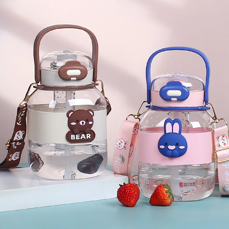 

1300ML Kawaii Cartoon Kettle Outdoor Large Portable Travel Kettle Sports Fitness Cup Large Capacity Plastic Kettle