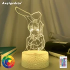 3D иллюзия, светодиодный ночсветильник, лампа, разные цвета, меняющая цвет, лампа, кролик, девочка, SENPAI MAI SAKURAJIMA, милый подарок на Рождество