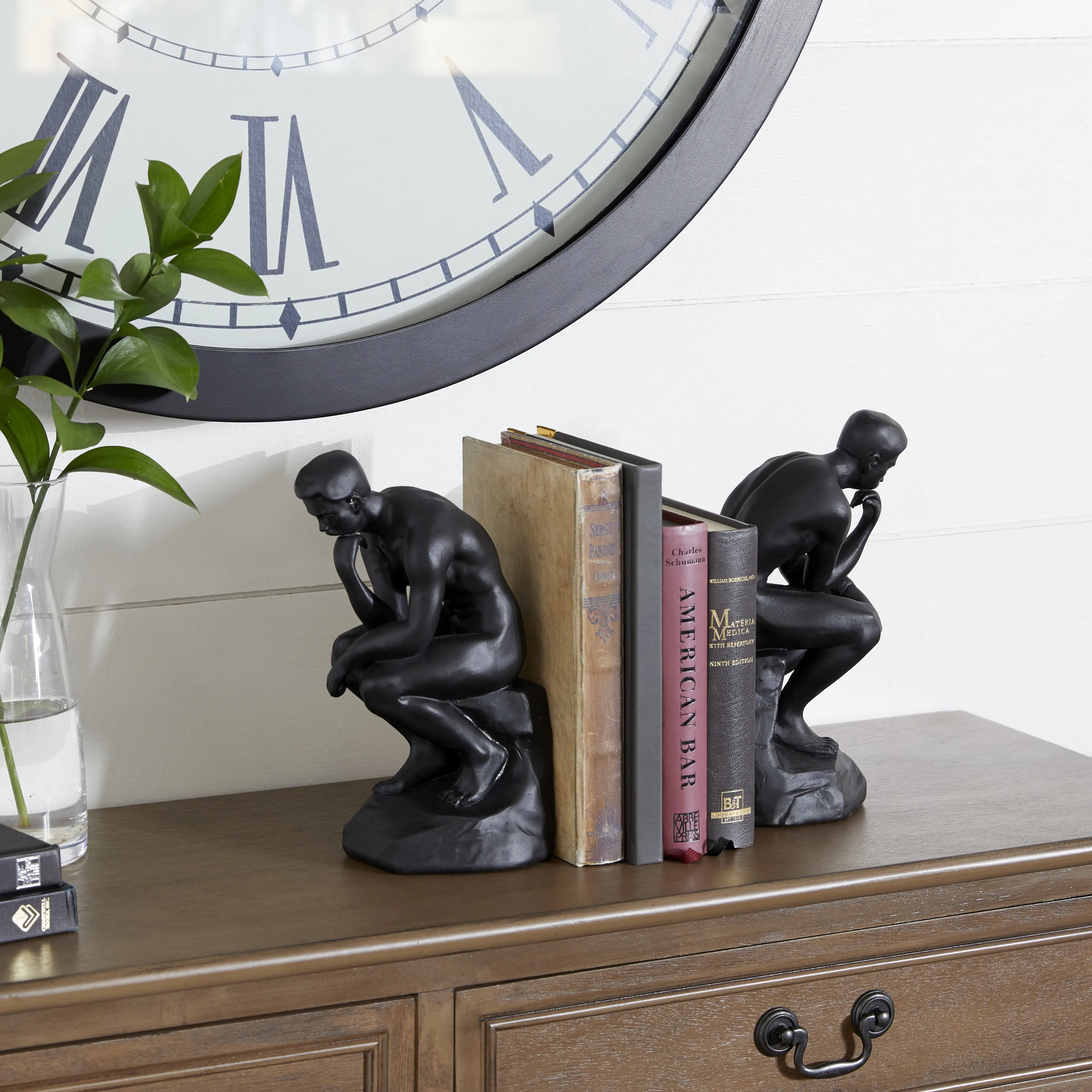 

5" The Thinker People Black Polystone Bookends (Set of 2)
