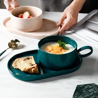 nordic breakfast bowl and plate set with handle cup and saucer salad cereal bowl home creative simple tableware