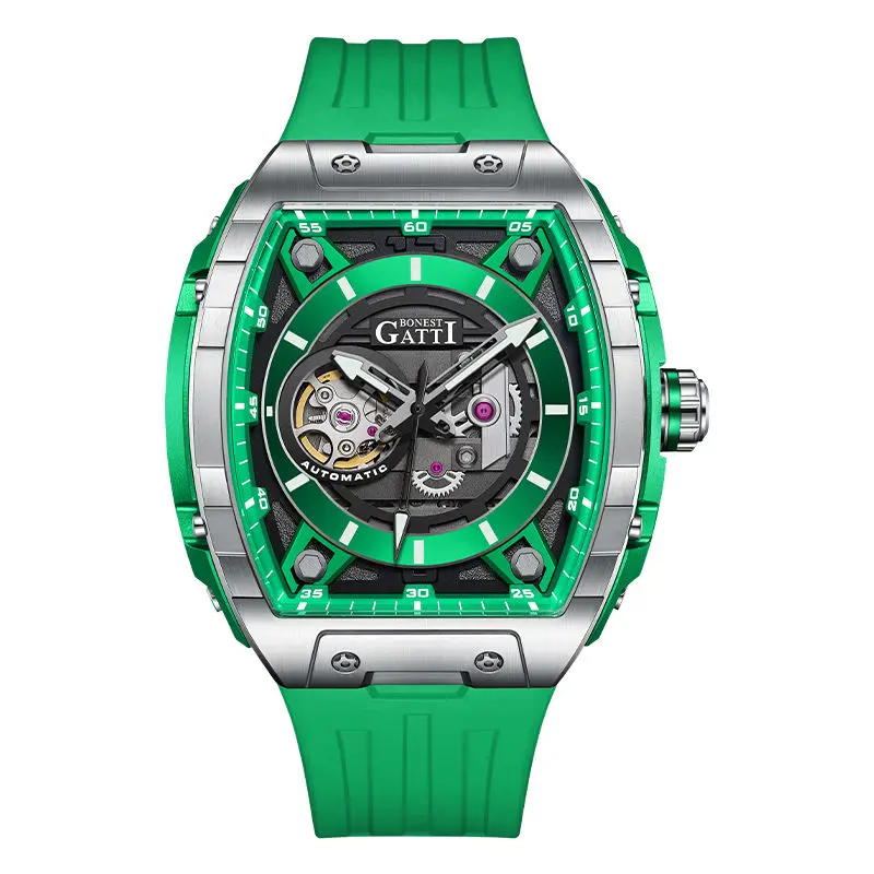 

Mechanical Watch Men Automatic Movement Green Big Dial Mens Watches Stainless Steel Case Waterproof Wristwatch Relogio Masculino