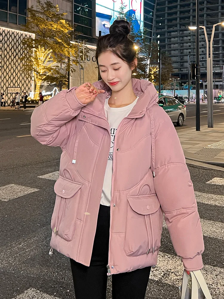MEILLY DOLPHIN New Korean Fluffy Hooded Bread Down Jacket Women Winter Thick Loose Casual Warm  Short Cotton PaddedJacket Coat