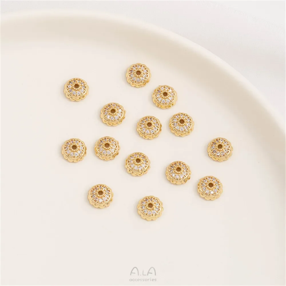 14-каратное позолоченное циркониевое цветочное шапочка из бисера проставка