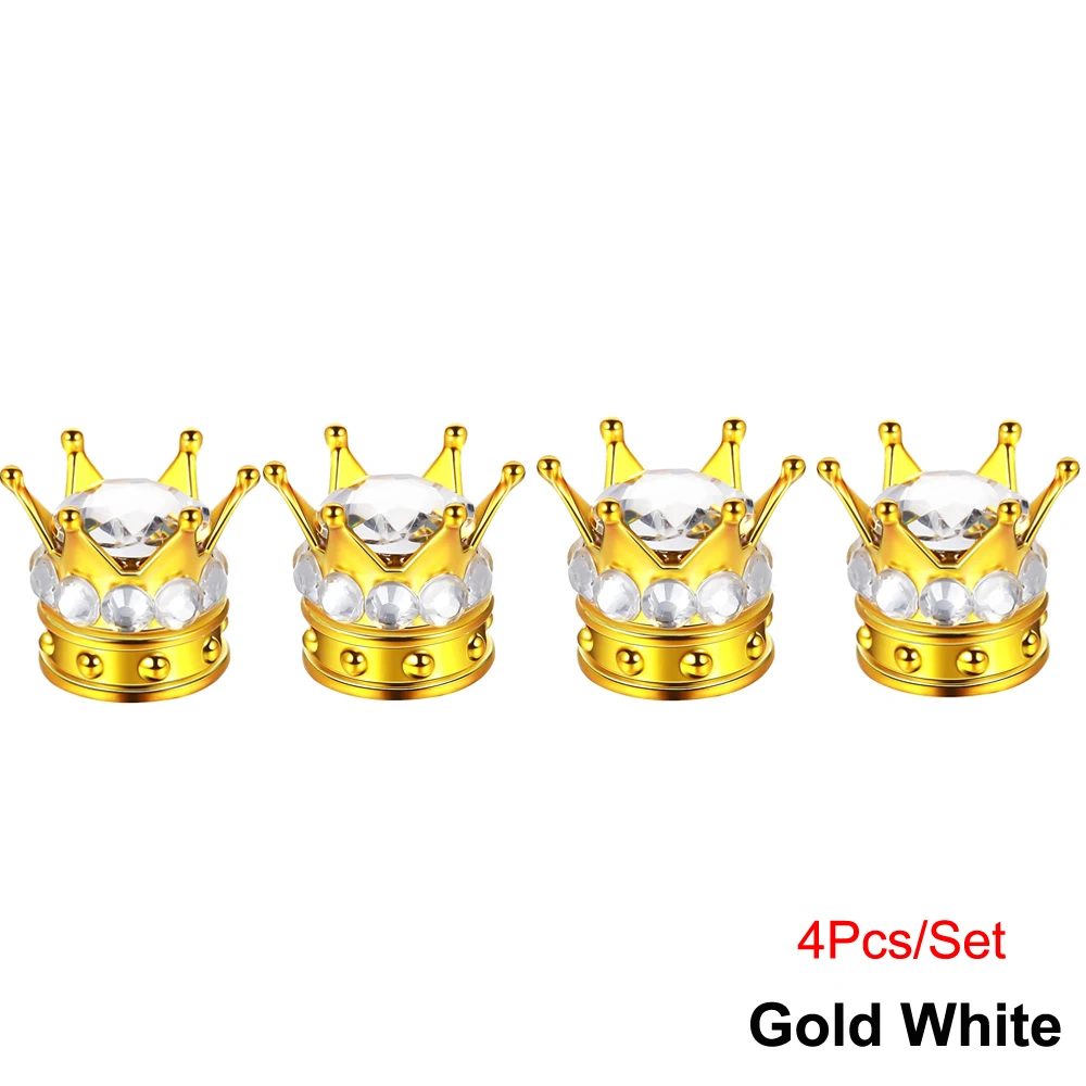 

Набор Из 4 Хромированных Колпачков Для Ниппелей С Блестящими Стразами И Дизайном В Виде Короны Для Автомобилей