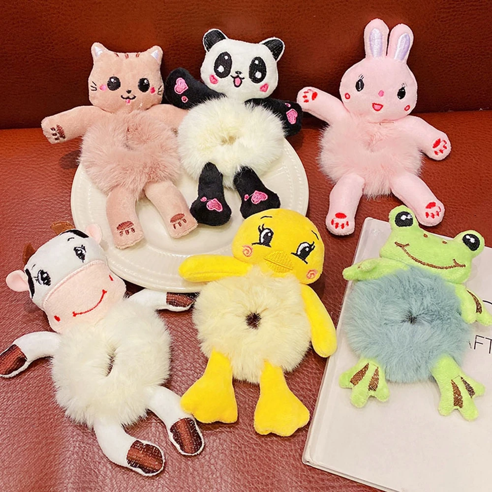 

New Girls Cute Cartoon Panda Cat Rabbit Plush Elastic Hair Bands Sweet Hair Decorate Scrunchie Fashion Women Hair Accessories