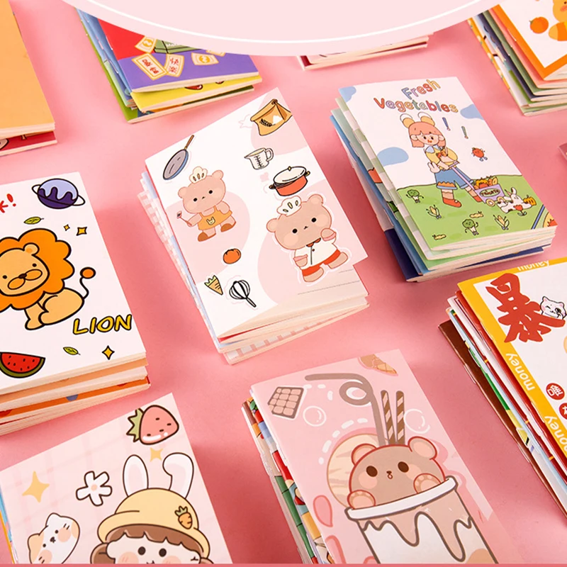 Mini cuaderno kawaii de dibujos animados para niños, Bloc de notas, planificadores de diario, cosas lindas, Bloc de notas, libro de notas para niñas, papelería escolar, 10 unids/lote por paquete