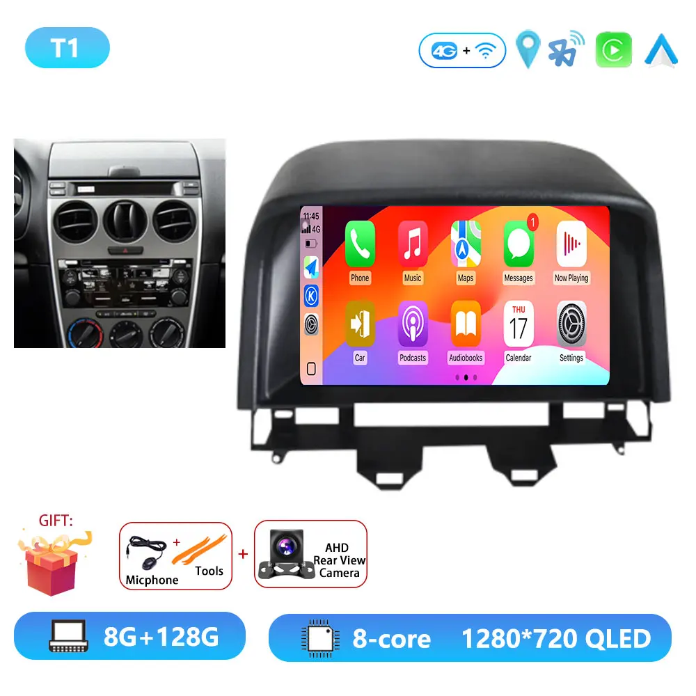 

Автомобильный радиоприемник для Mazda 6 2002-2008 GPS-навигатор, стерео аудио-видео аксессуары, авто Wi-Fi BT Carplay DSP Android 15