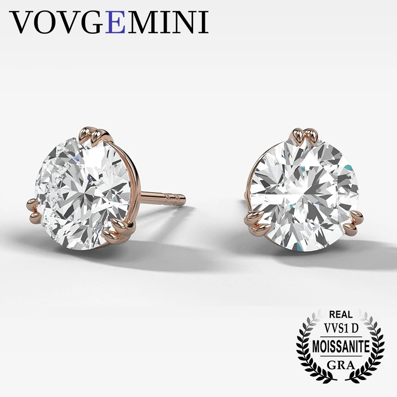 

VOVGEMINI Moissanite Earrings 2.5ctw Round 925 Sterling Silver Pendientes Mujer Frete Gratis Plated 18k Yelloe Gold Jewelry