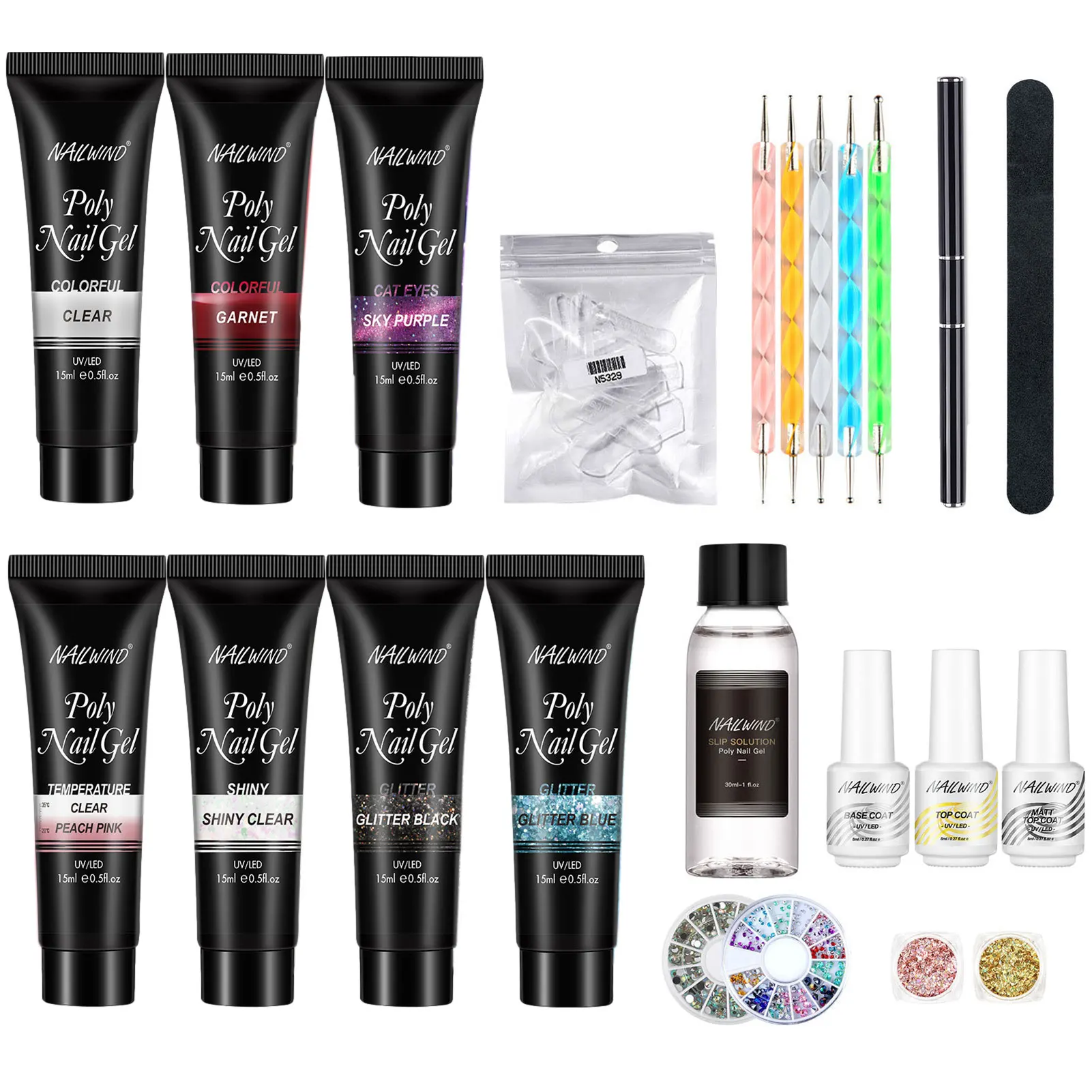 

7 Colors Poly Nail Gel Kit 7 Colors Nail Extension Gel Nail Enhancement Starter Kit With 7pcs 15ml Nail Extension Gel Gel