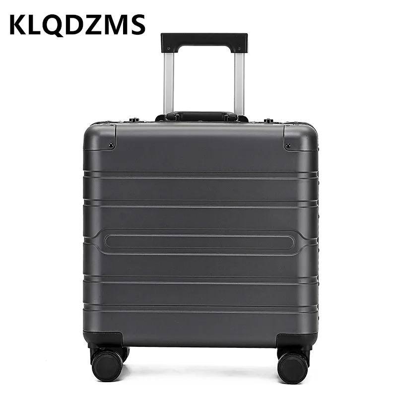 KLQDZMS All aluminum Magnesium Alloy Luggage Female Trolley Case Universal Wheel 18 Inch Metal Boarding Suitcase Password