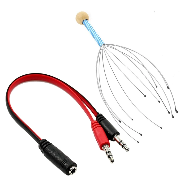 

2 PCS Splitter Cable Massager,1 PCS 3.5Mm Female To Dual Male Mic Audio Y Splitter Cable For PC & 1 PCS Metal Finger Neck Scalp