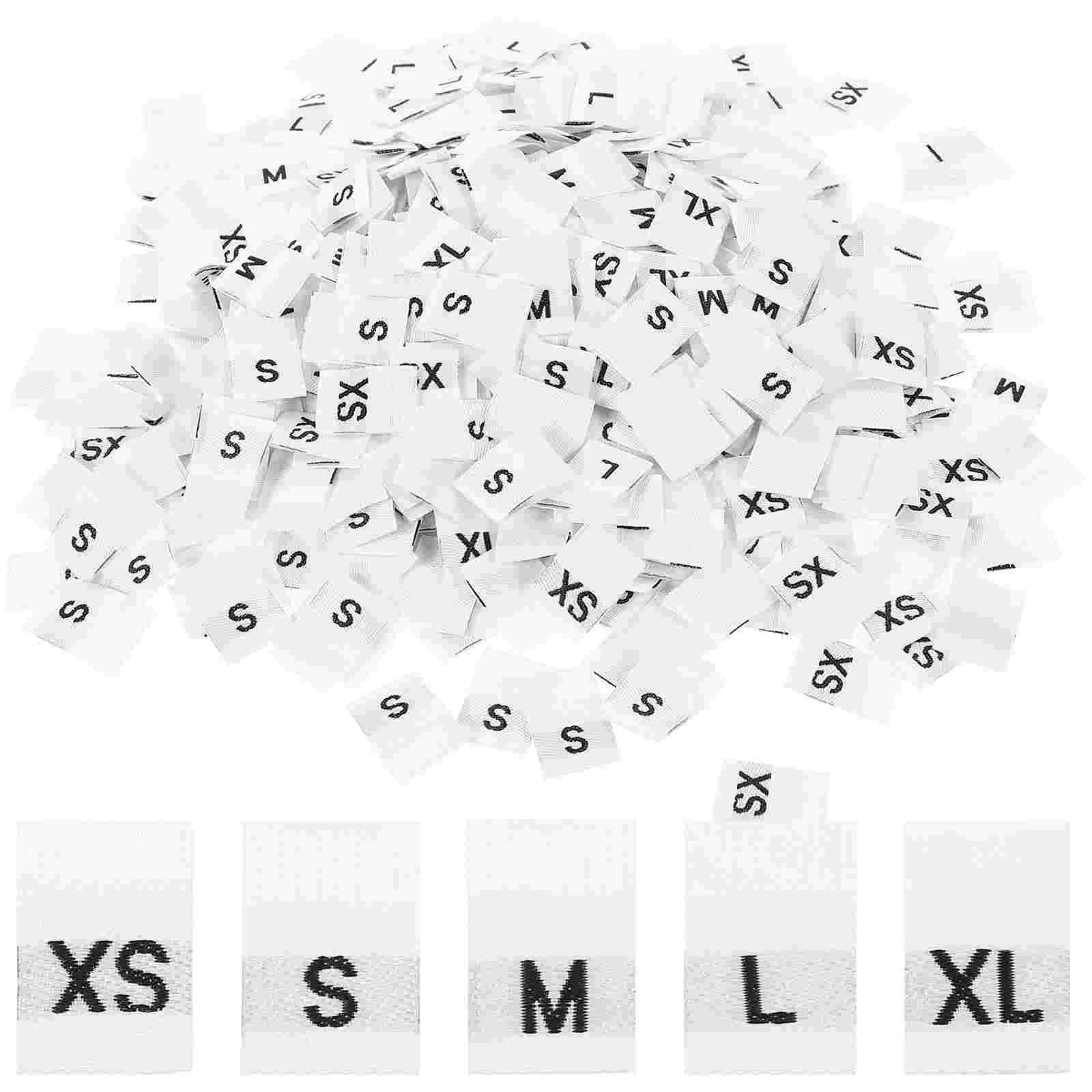 

500pcs Clothes Size Sewing Fabric Labels Universal Size Sewing Labels Woven Garment Size Tags Embroidered Label Tags for