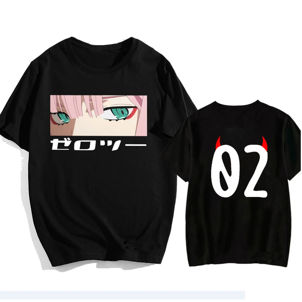 

Mens TShirt Zero Two Anime DARLING In The FRANXX Shirts Casual Oversized Short Sleeve Summer Cool T-shirt 100% Cotton Streetwear