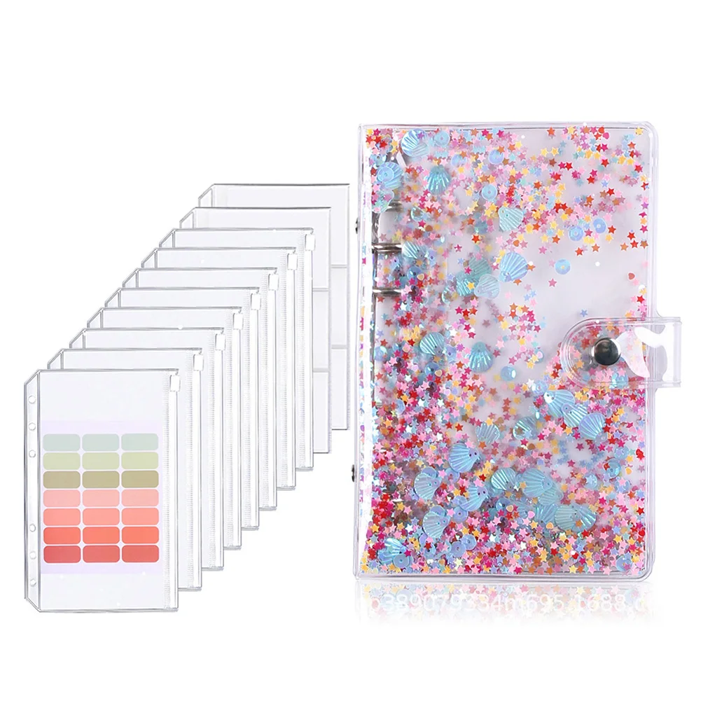 

A6 Binder Budget PVC Planner Pockets Expense Budget Sheets Notebook Cash Envelope Organizer System with Clear Zipper Pocket