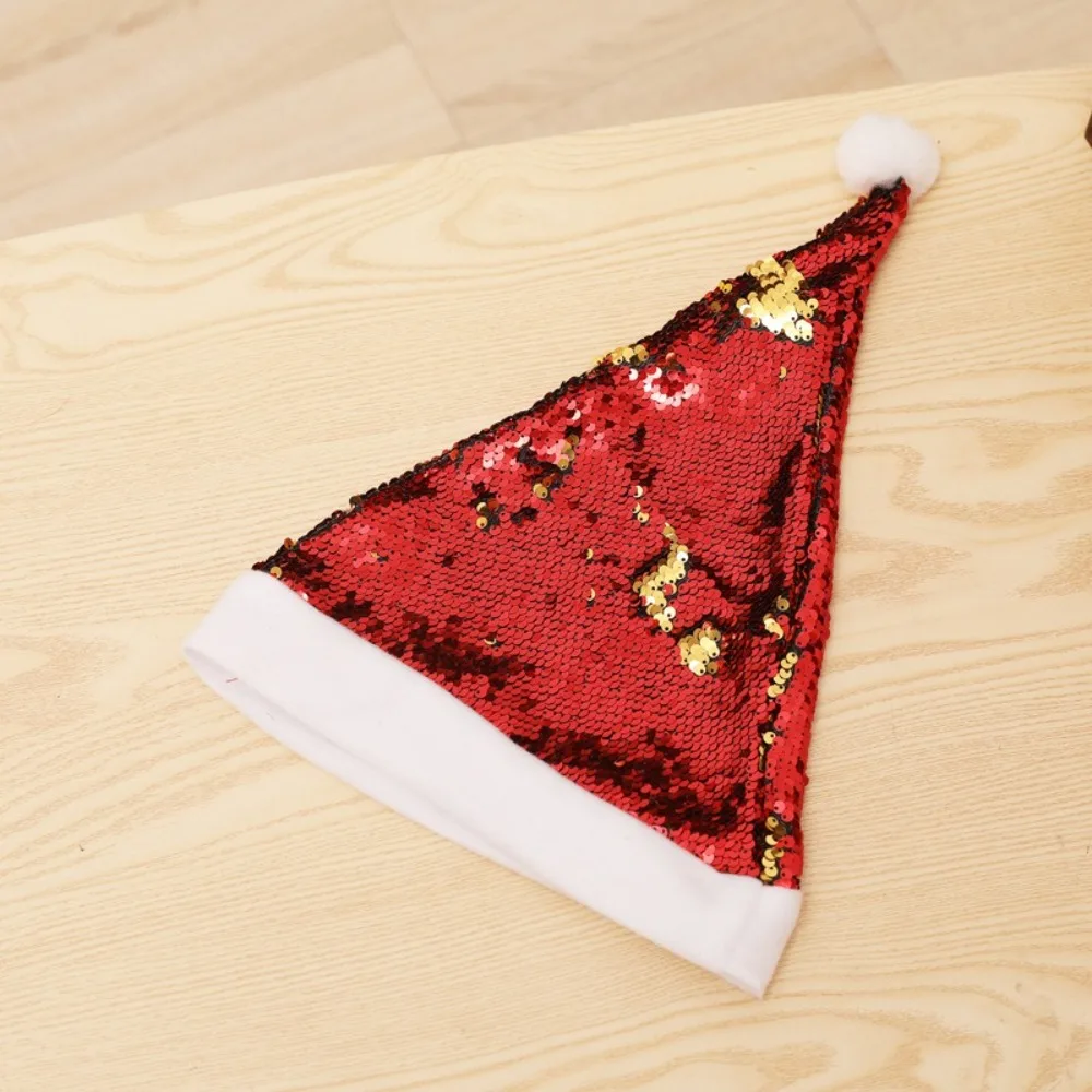 С Новым годом расшитая блестками шапка Санта-Клауса меняющая цвет мягкие