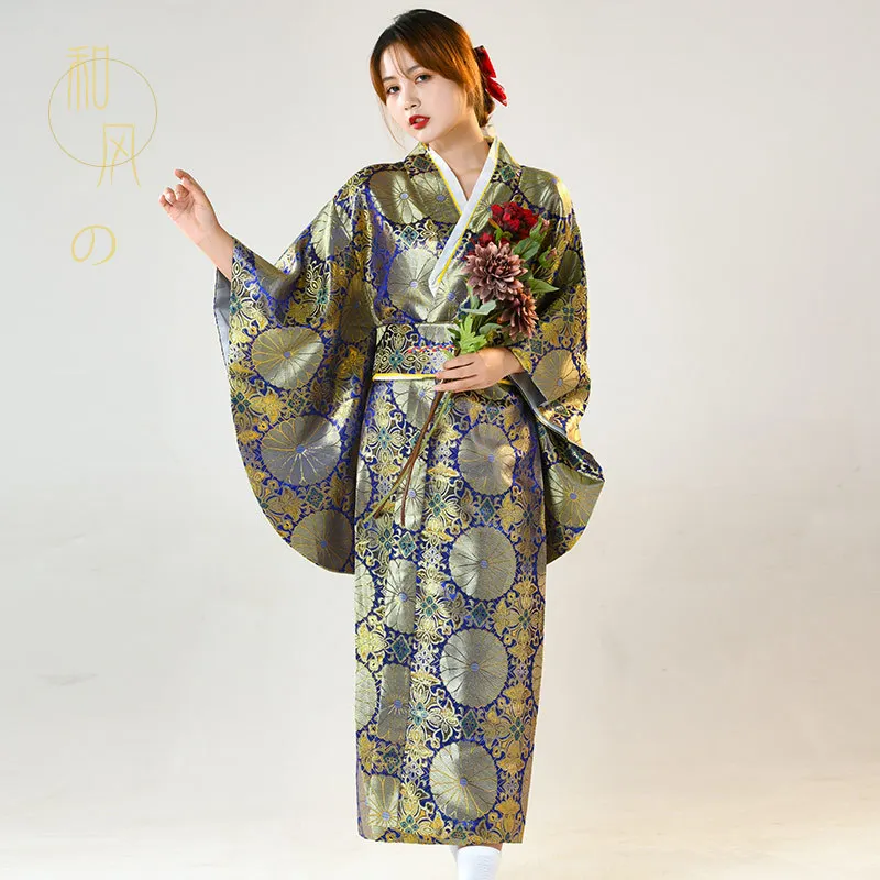 

Women's Kimono Sakura Anime Costume Japanese Kimono Traditional Floral Print Obi Yukata Original Tradition Silk Geisha Dress New