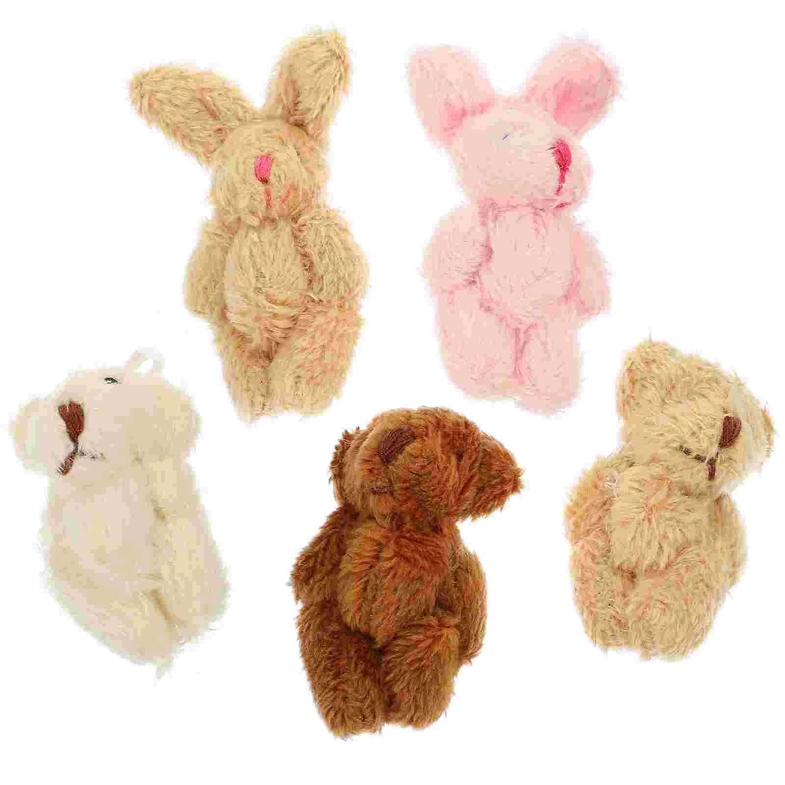 

5 Pcs Accessories House Cap Cake Topper Mini Stuffed Bear Plush Miniature Animal