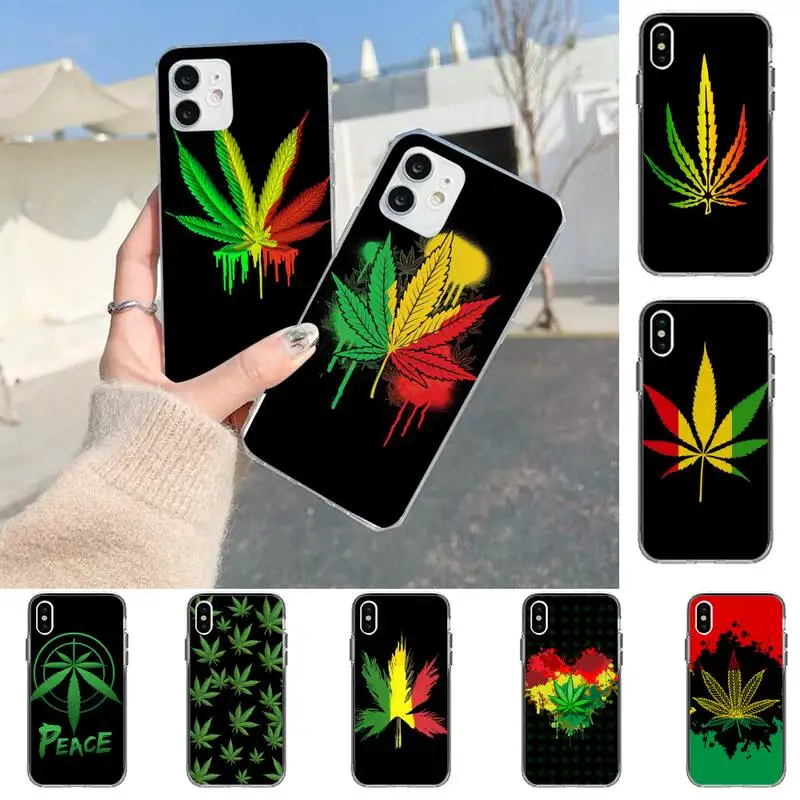 

maple Left Weed Phone Case for iPhone 11 12 13 Mini Pro Max 8 7 6 6S Plus X 5 SE 2020 XR XS Case shell