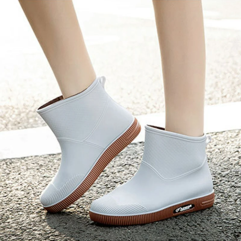 Rain Boots for Women Ankle Rubber Shoes Waterproof Galoshes Woman Work Safety Garden Shoes Fishing Footwear Waders Sapato Chuva