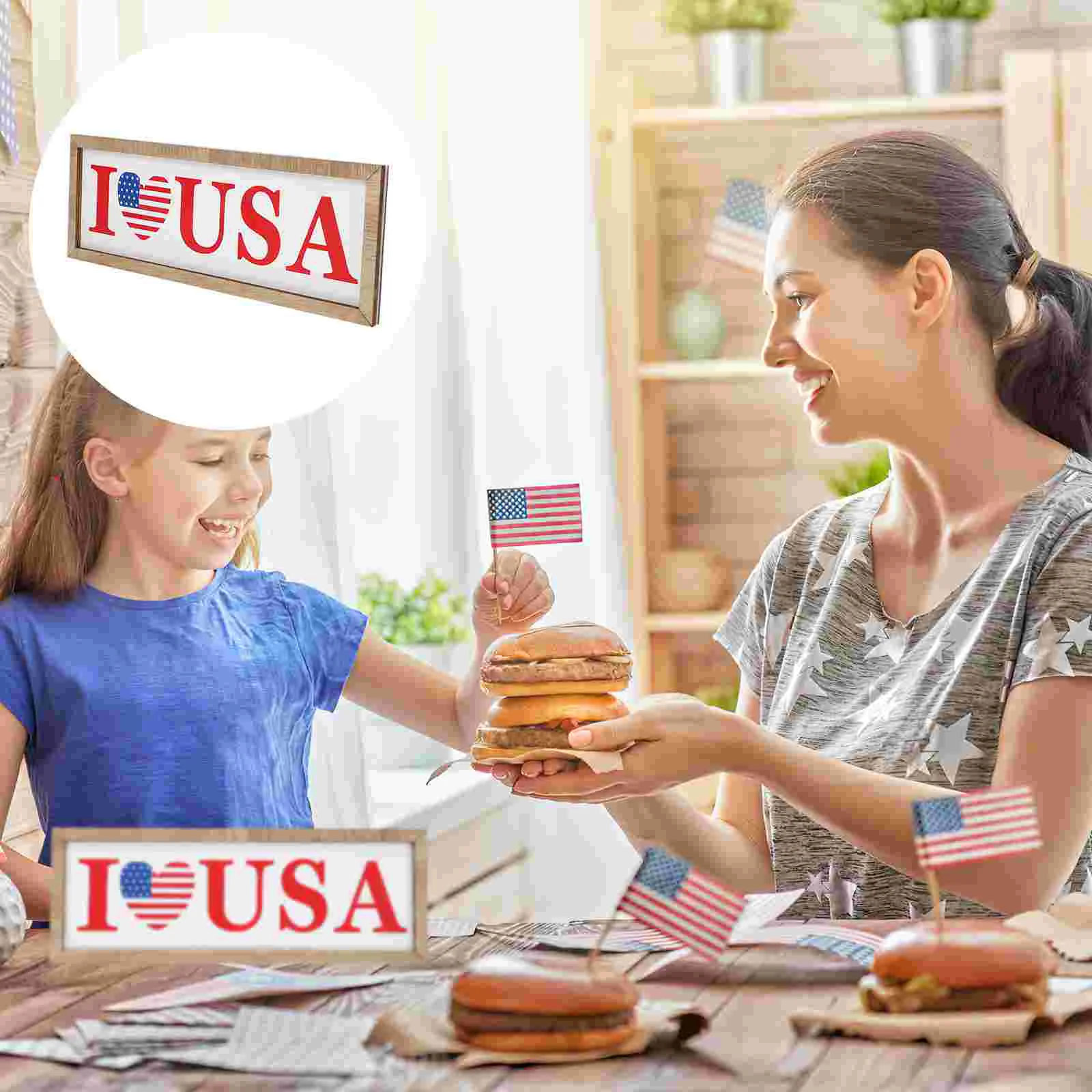 

Patriotic Wood Table Sign 4th of July Wooden Sign Independence Day Wood Sign Decor