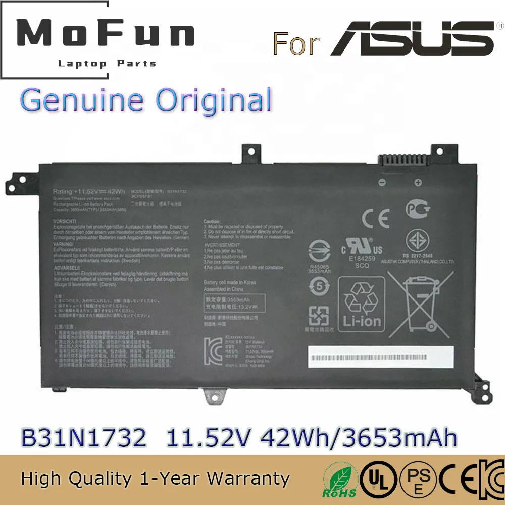 Новый оригинальный B31N1732 11 52 V 42Wh Аккумулятор для ноутбука ASUS X430FN VX60G B31BI9H VivoBook S14