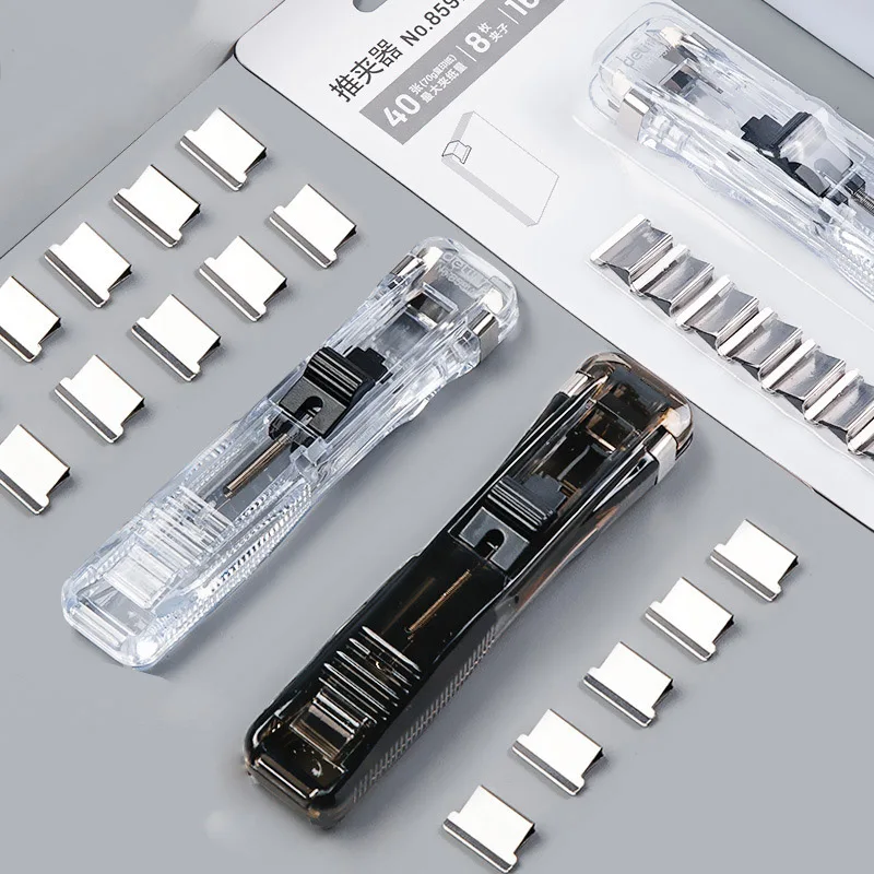 

Paper Clipper and Refills Set Reusable Mini Binder No Hole Binding Clips for Max 40pages File Index Work Office School