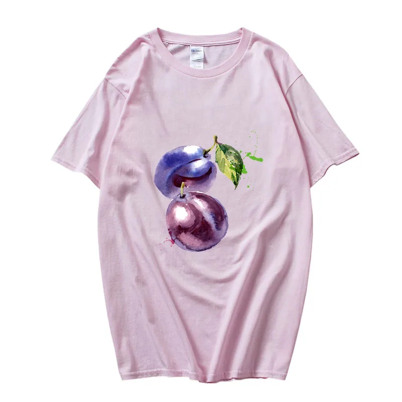 

Fruit Plum Oversized T-shirt Women 2023 Summer Vintage Tops 100% Cotton Short Sleeve Cartoon Anime Printed Trendy Tees Custom