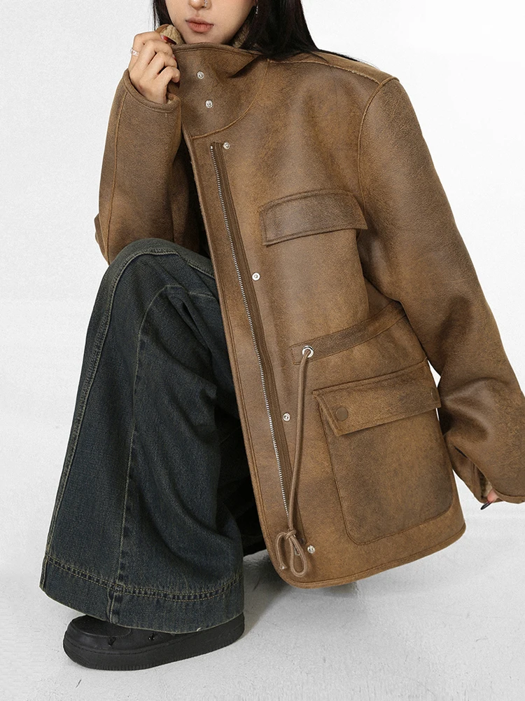 Двухсторонняя флисовая женская куртка REDDACHiC из овечьей шерсти теплая зимняя