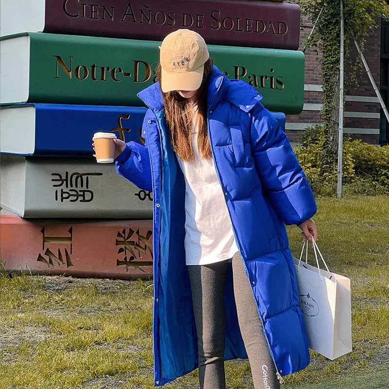 New Winter Coat for Women Down Jacket Warm Long Sleeve Loose Woman Down Jacket Hooded Cotton Coats Students Solid Snow Wear