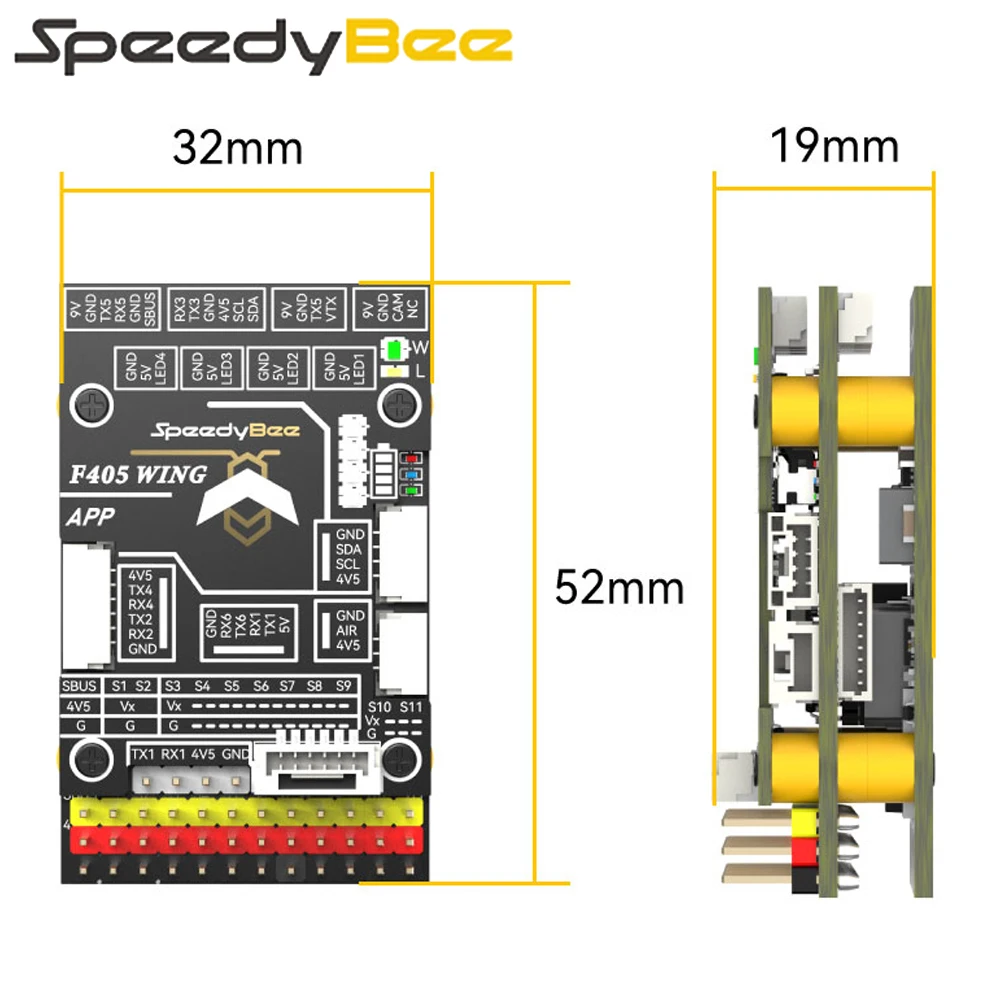 F405 Wing. Плата SPEEDYBEE f405 Wing Wireless вид снизу. CRSF TX connection.