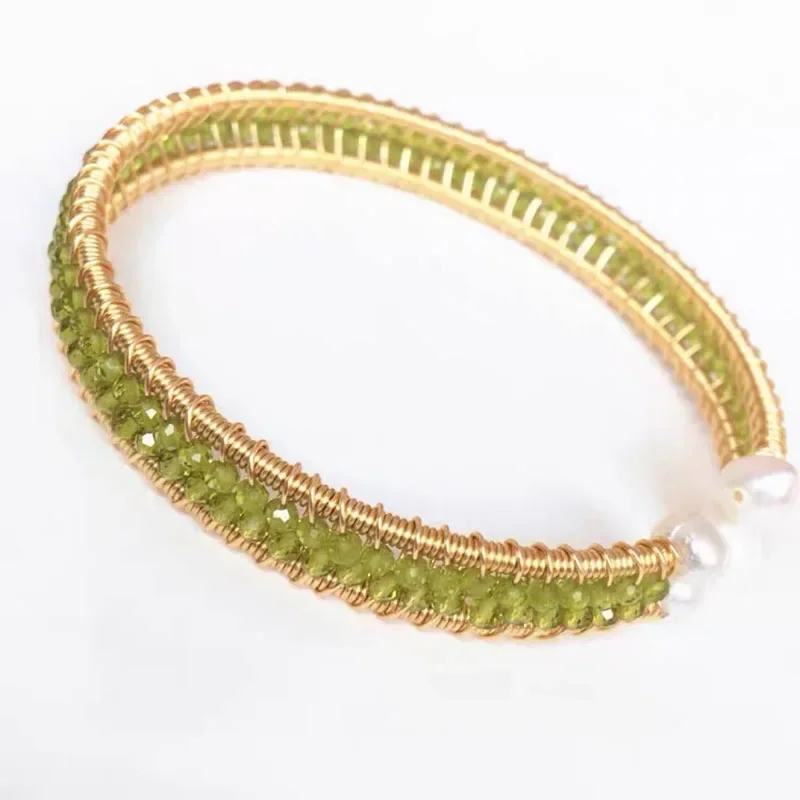 2024 Новый браслет-манжета ручной работы 14 кг с проволокой оливиновый браслет Femme
