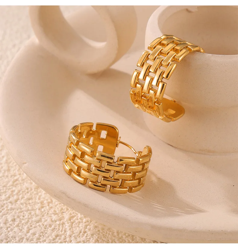 F.I.N.S модные стильные ретро позолоченные серьги-кольца из нержавеющей стали