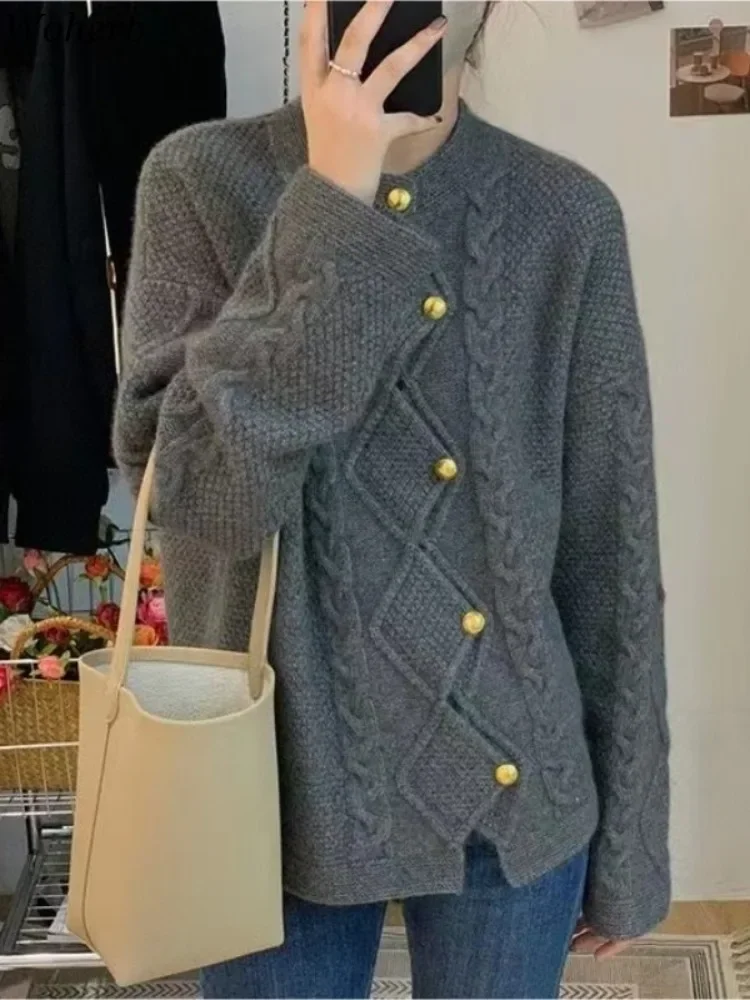 Осенний кардиган свитера женский свитер нестандартной формы однобортный