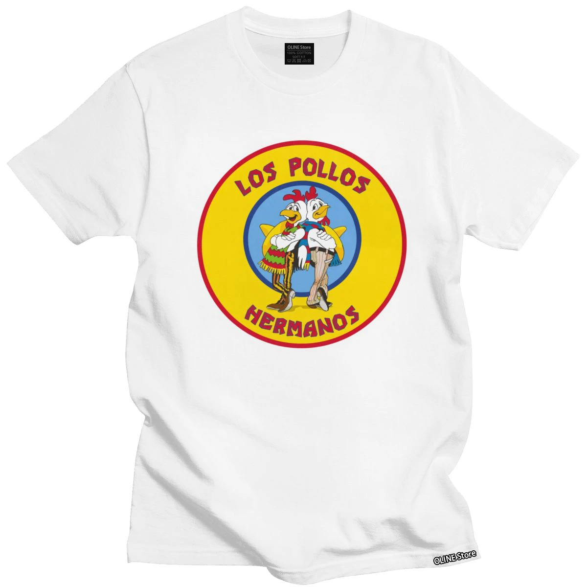 

Забавная Мужская футболка с надписью «во все тяжкие», Los Pollos Hermanos, хлопковая футболка с коротким рукавом, приталенные топы с рисунком цыплен...