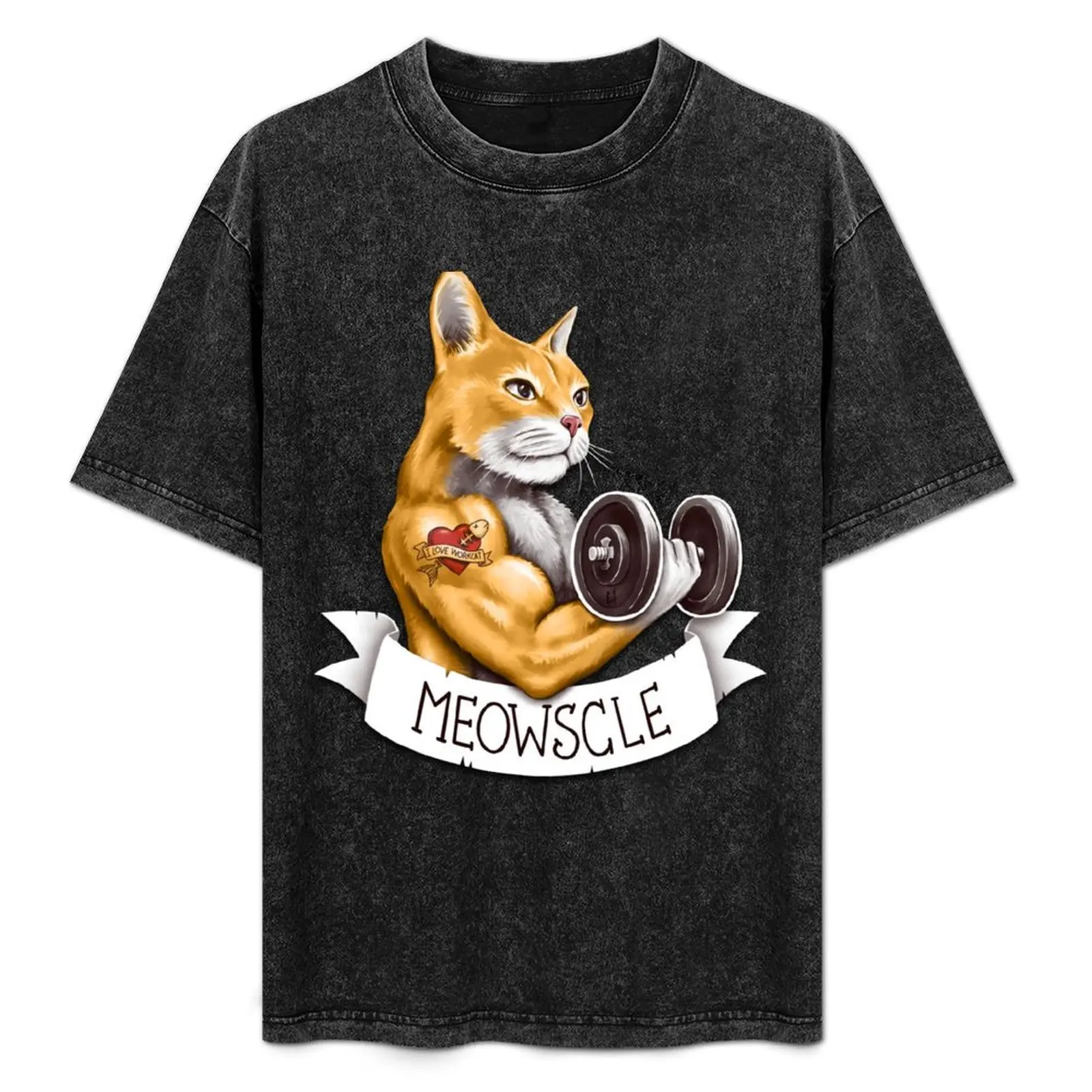 Фото Футболка Meowscle, повседневная рабочая футболка №1