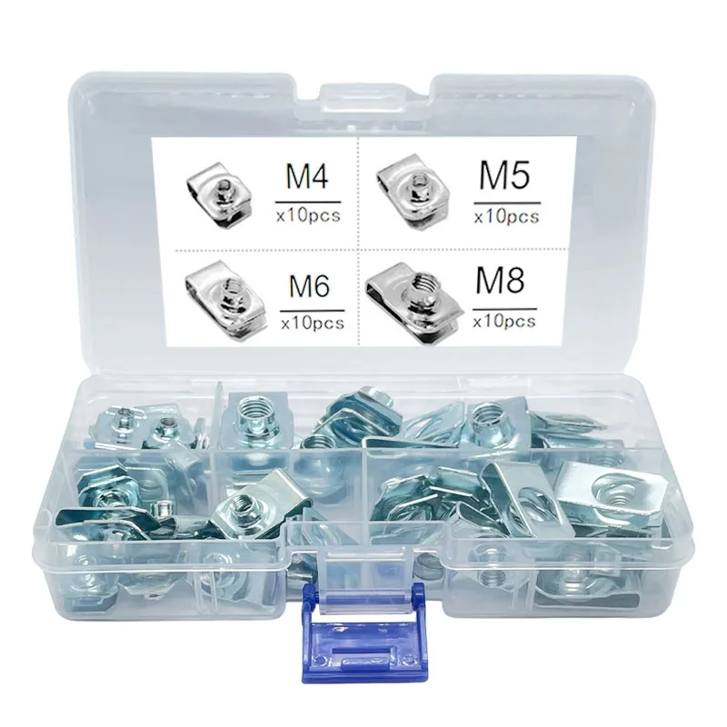 

40 шт. автомобильная листовая пружинная гайка M4 M5 M6 M8 65Mn стальные зажимы типа U 8 мм 5 мм 6 мм 4 мм язычковые гайки Q312 для авто мотоцикла скутера ATV