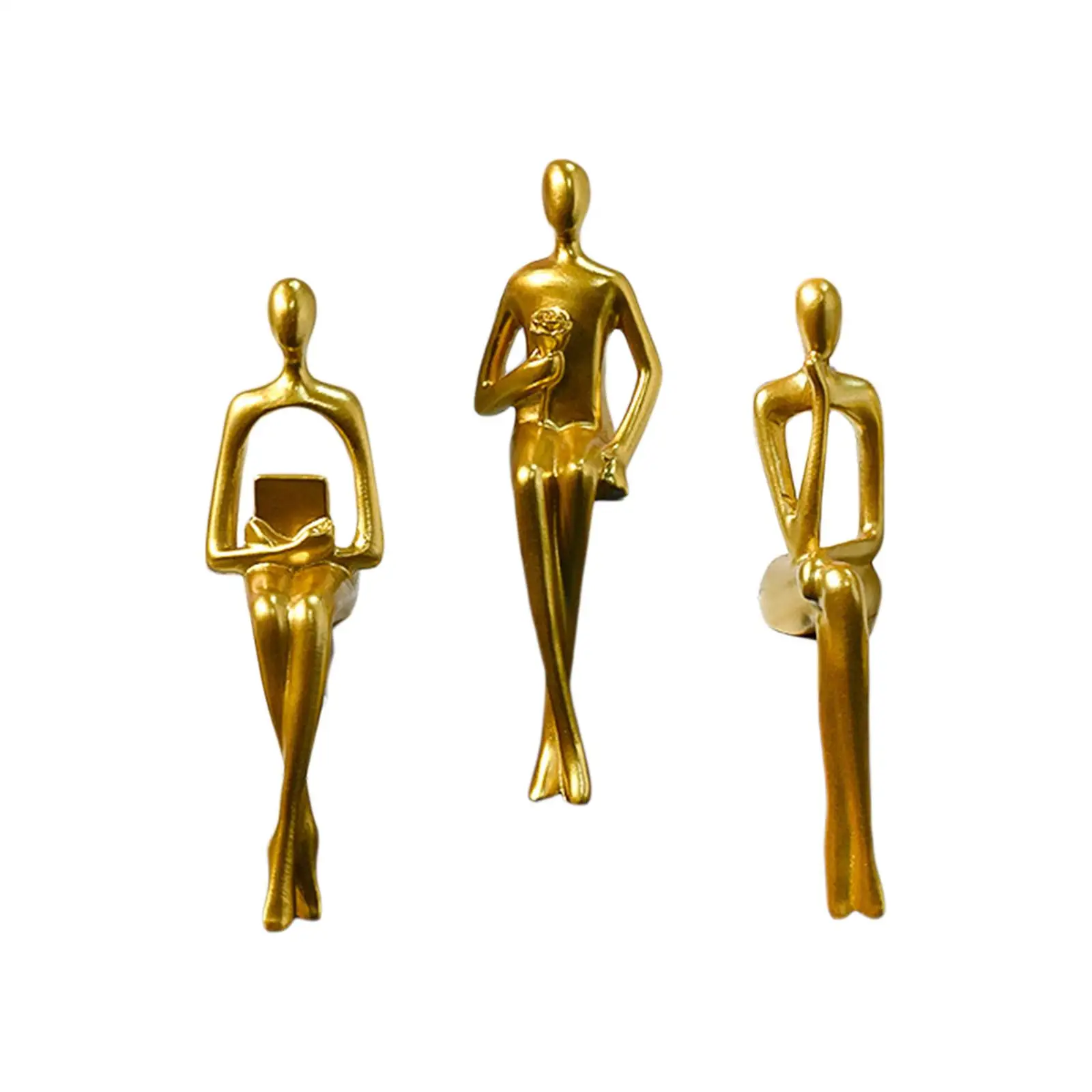 

3Pcs Sitting Thinker Statue Abstract Creative Resin Crafts for Decoration