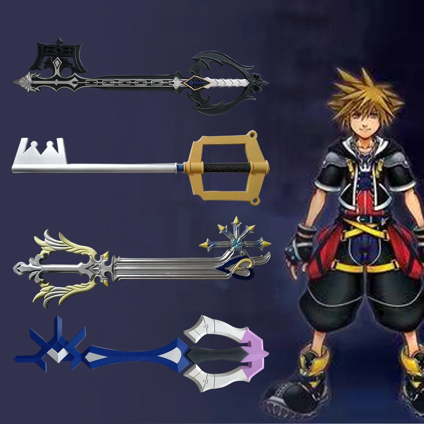 Декоративный меч Kingdom Hearts Key Oathkeeper Oblivion Keyblade, реквизит для игровых аксессуаров, с рукояткой из ПУ, для косплея, подарок (art.: 3920d96a452be) - 3920d96a452be