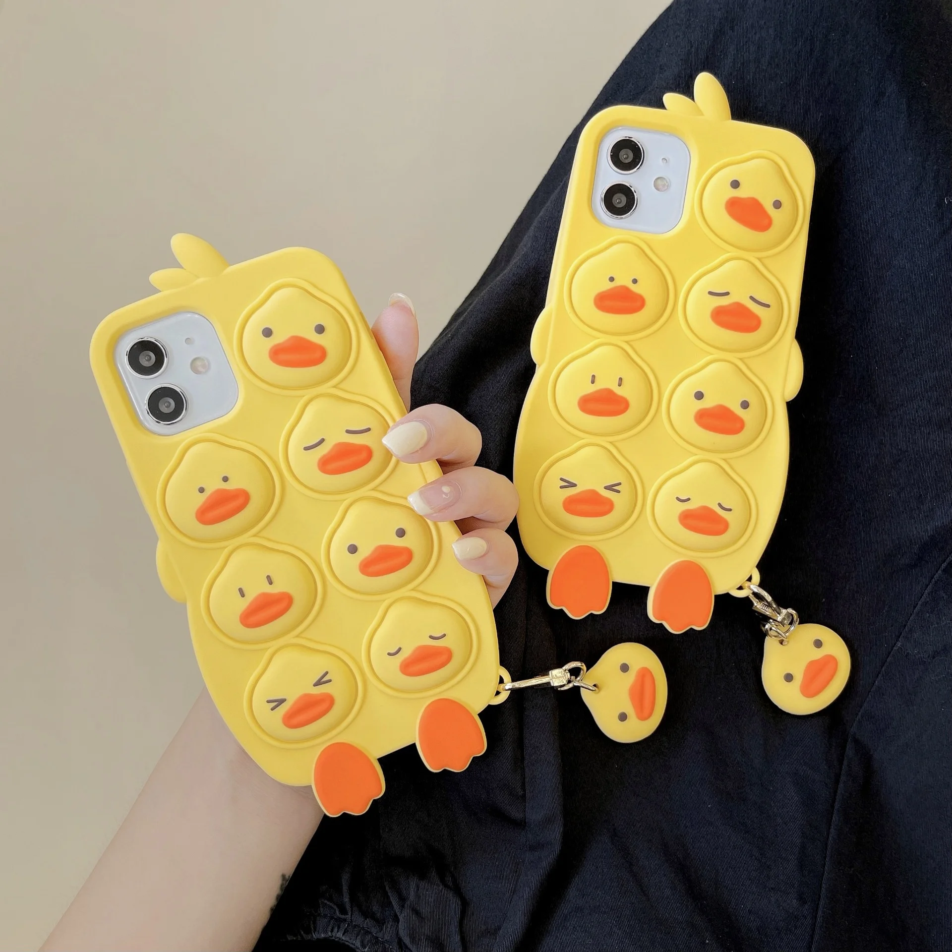 

Cute duck iPhone 12 case stereo bubble 11pro Max Apple 8 plus silicone