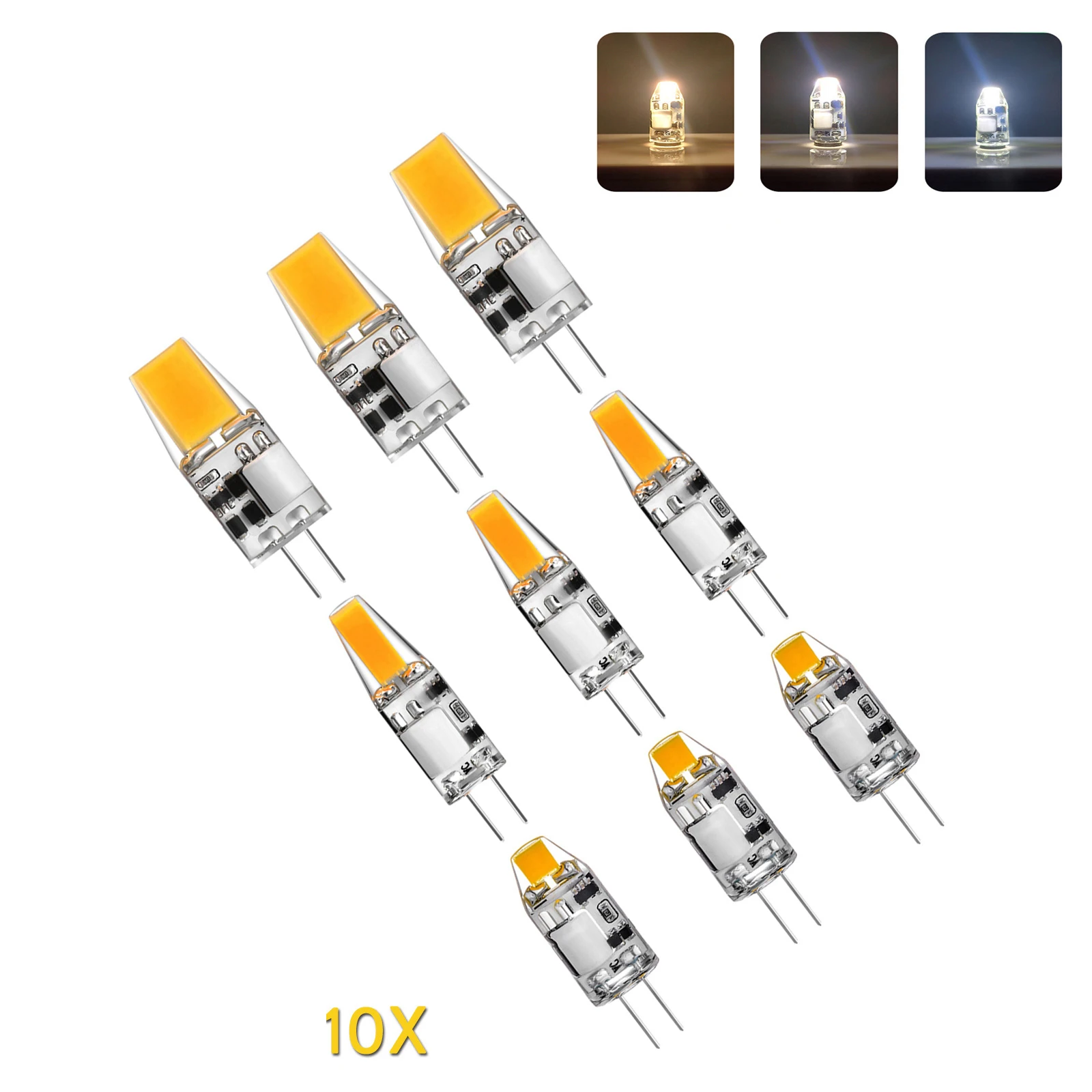 10X G4 Led Cob Силиконовая лампочка 3W 5W Dc 12V Домашняя лампа Холодная естественная белая