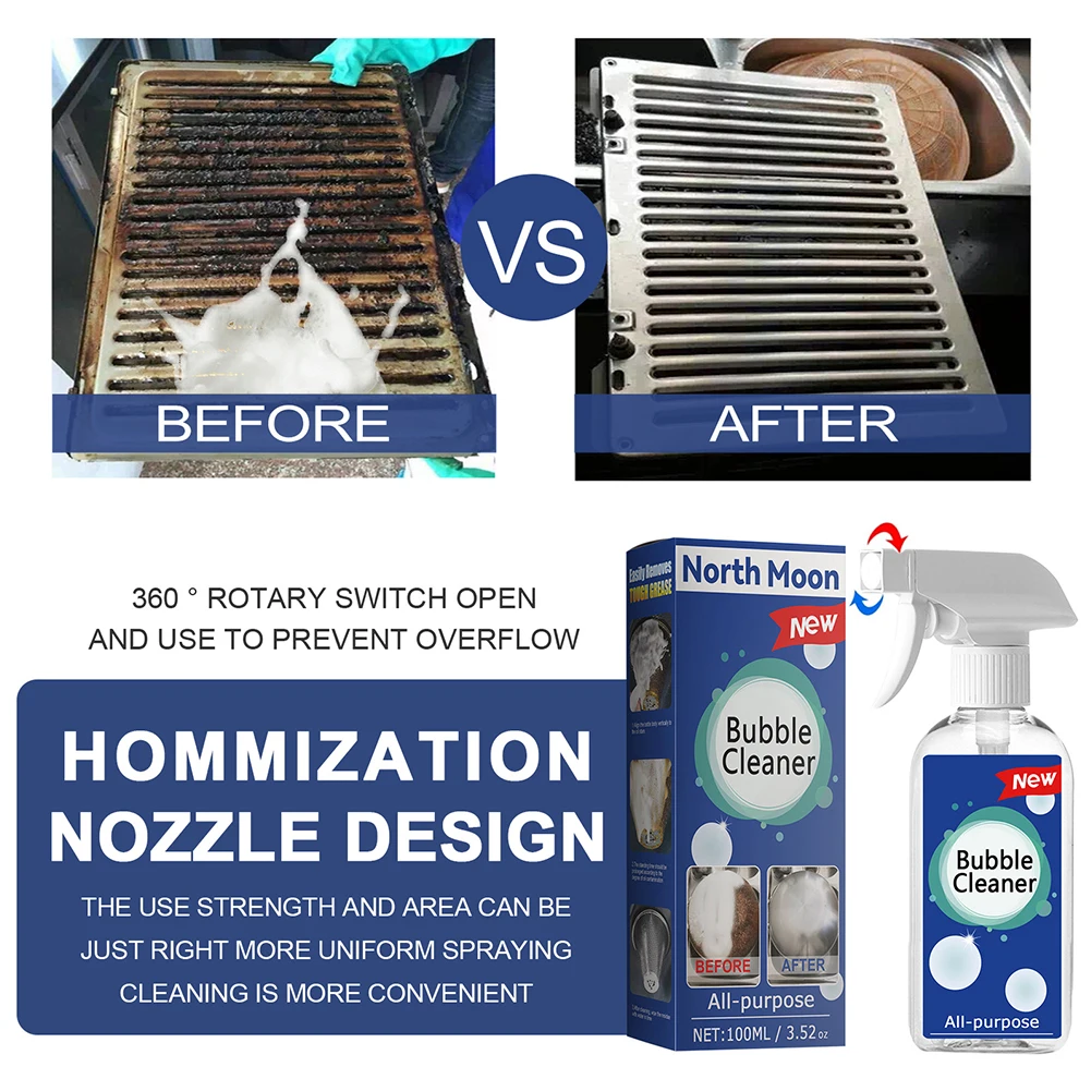 

100ML Foam Cleaner Kitchen Grease Cleaner Stain Remover Multi-Purpose Dirt Oil Cleaning Bubble Spray Kitchen Home Cleaning Produ