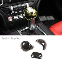 for ford mustang 2015 2020 real carbon fiber car gear shift knob head decorative protective shell cover sticker car accessoires