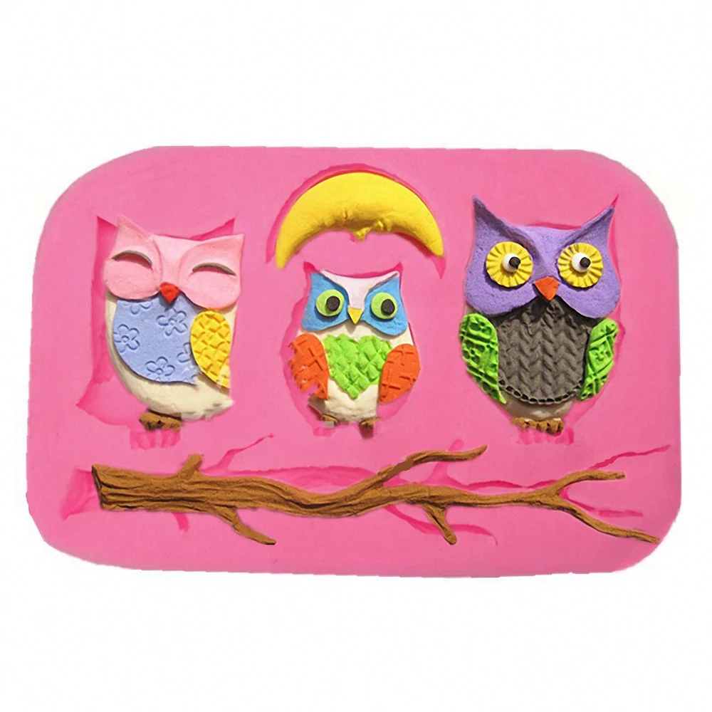 

3D Silicone Mold DIY Animals Owl BranchCandy Chocolate Fudge Cake Baking Mold Soap Mousse Dessert Fondant Molds Kitchen