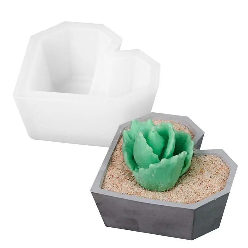 

Unique Flower Pot Mold Big Size Heart Shape Concrete Fleshy Flower Pot Candlestick Mold Diy Succulent Vase Mould Garden Supplies